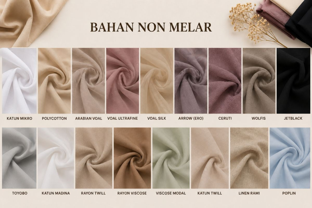 Bahan hijab non melar